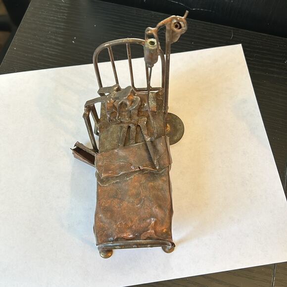Metal Hospital Bed Sculpture with Doctor Patient & I V Bottles - Picture 2 of 15
